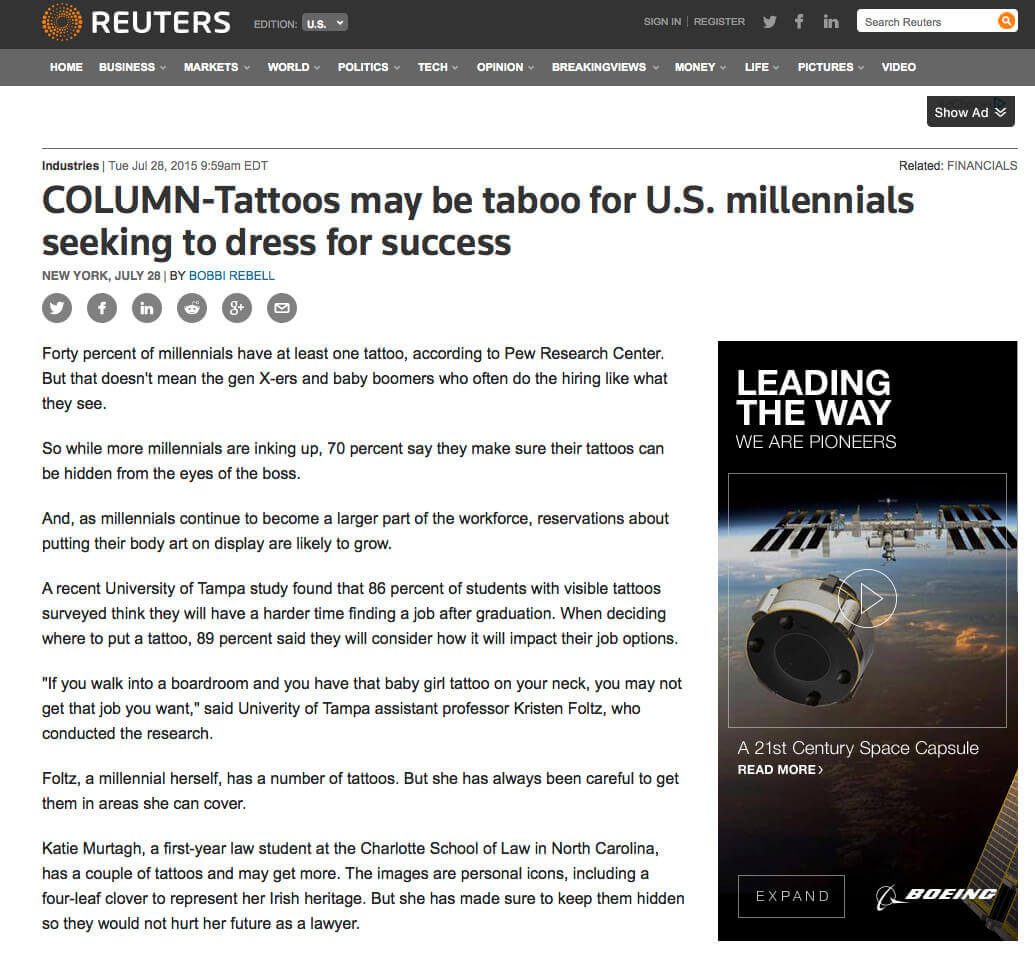 Tattoo removal article