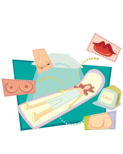 Illustration of plastic surgery options.
